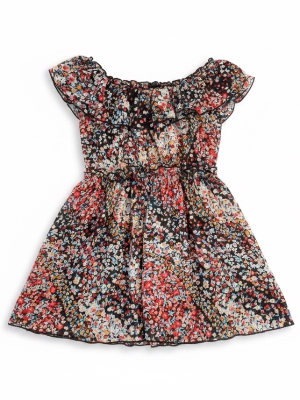 Thanx Collection THX Black Floral Ruffle Blouse Size L